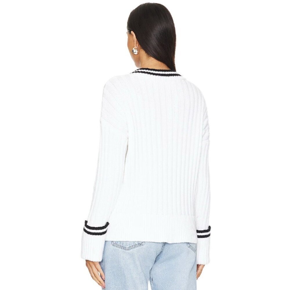 Lovers And Friends 'Danil' White And Black V Neck Sweater Size M Wool Casual - Picture 3 of 11